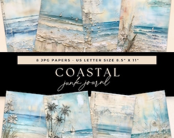Coastal Junk Journal Paper, Vintage Seas Pages, Digital DOWNLOAD, Ocean Scrapbooking Papers, Sea Side Illustrations, Vintage Marine Ephemera