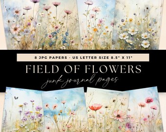 Wild Flower Junk Journal, Vintage Floral Pages, Digital DOWNLOAD, Floral Scrapbooking Papers, Botanical Ephemera, Spring Garden Papers