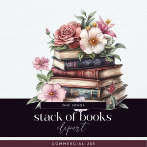 Vintage boekenstapel illustraties, boekenliefhebbers clipartpakket, transparante png, gestapelde boeken afbeelding, bloemen lezen junk Journal, bibliotheek kortstondige gebeurtenissen