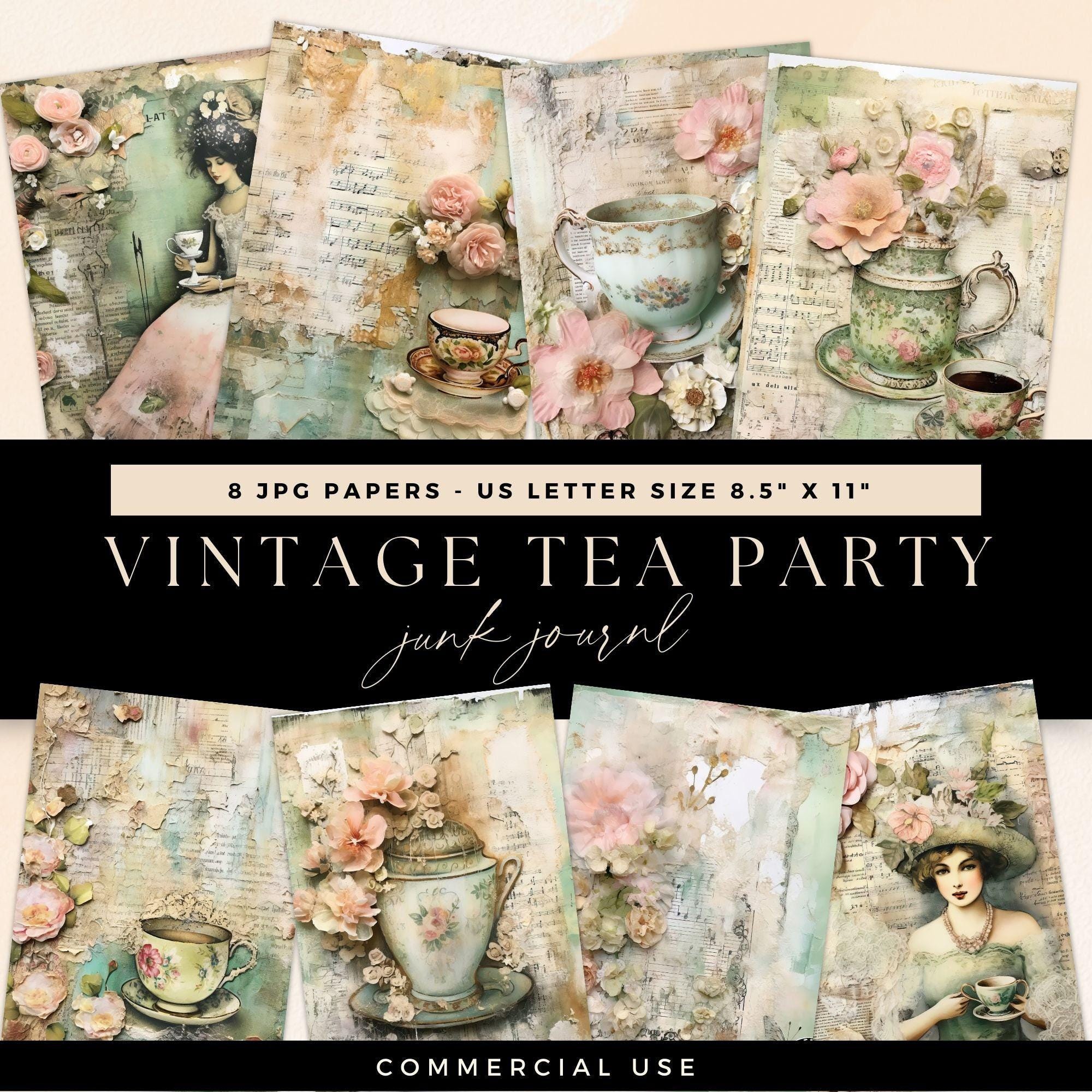 Tea Party Junk Journal, Vintage Tea Cup Pages, Digital DOWNLOAD, Music ...