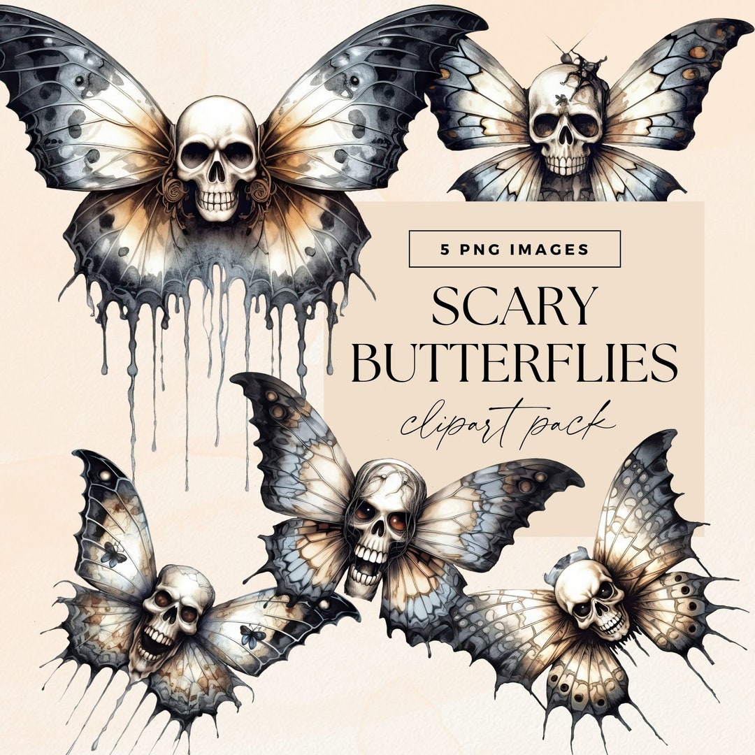 Scary Butterflies Clipart Pack Transparent PNG Halloween Etsy