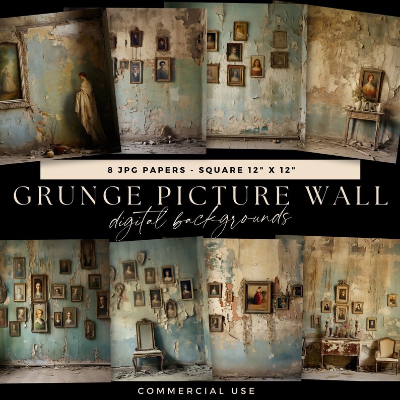 Grunge Picture Wall Backdrop, Vintage Wall Background, Decor Photo