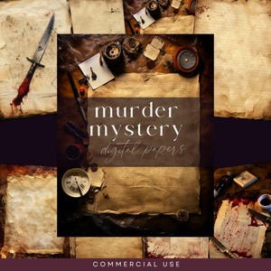 Murder Mystery Junk Journal, Crime  Scrapbooking Papers, DIGITAL DOWNLOAD, Vintage Torn Pages, Antique Grunge Criminal Notes, Desk Flatlay