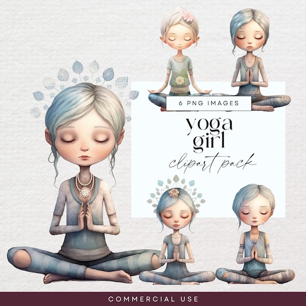 Yoga Girl Clipart, Manifestation Transparent PNGs, Meditation Doll Clipart Art, Relaxation Character Illustrations, Mystical Junk Journal