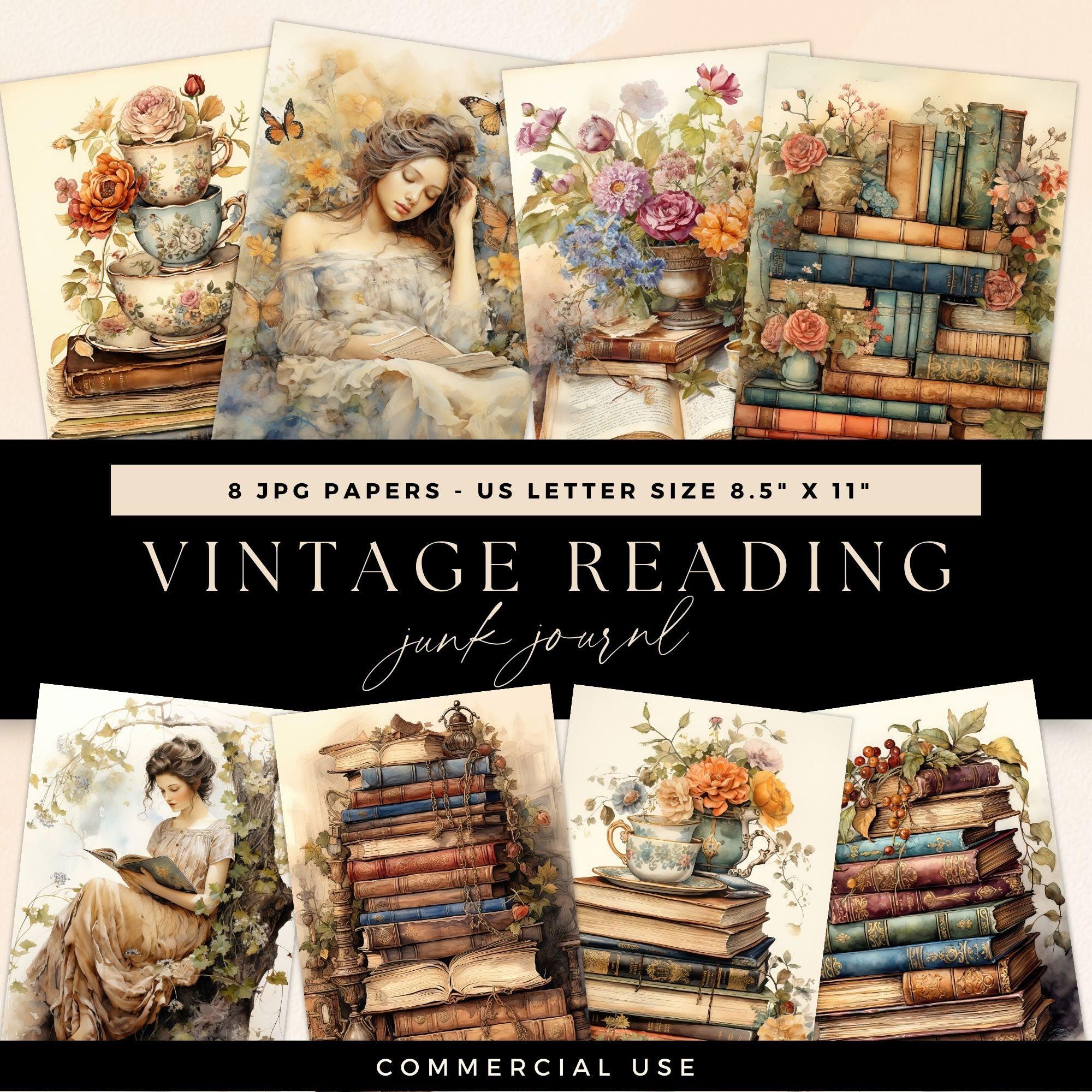 読書用ジャンクジャーナルキット、ヴィンテージフローラルスクラップ