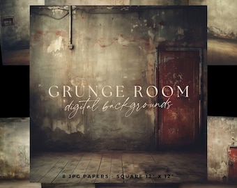 Grunge Studio Backdrop, Old Wall Digital Background, Urban Overlay, Photoshop Texture, Abandoned Room Illustration, Rustic Junk Journal JPG