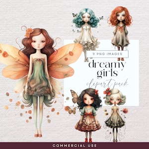 Clipart caprichoso de menina peculiar, PNG transparente, clipart de boneca fofa, personagem de diário de lixo bonito, coisas efêmeras de conto de fadas, boneca de papel aquarela