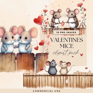 Imágenes prediseñadas de San Valentín de ratones lindos, imágenes prediseñadas de valla de jardín de primavera, PNG transparentes, gráfico de diario basura de amor, ilustraciones de invitación, pareja adorable