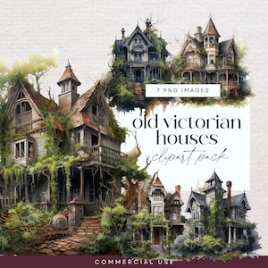 Clipart Shabby Chic House, Clipart Victorian House, Przezroczyste PNG, Fantazyjny Krajobraz Uliczny, Ilustracje Scen Ulicznych Junk Journal