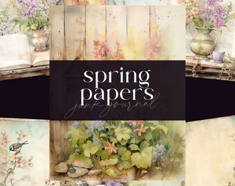 Pastel Spring Flowers Junk Journal, Pretty Vintage Floral Papers, DIGTIAL DOWNLOAD, Botanical Scrapbooking Paper, Wildflower Garden Journal