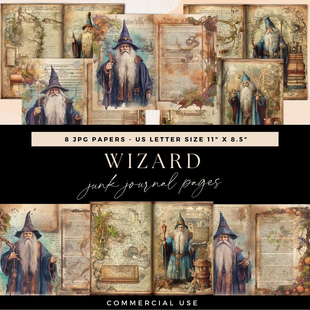 Wizard Junk Journal Page, Magical Digital Pages, Digital DOWNLOAD ...