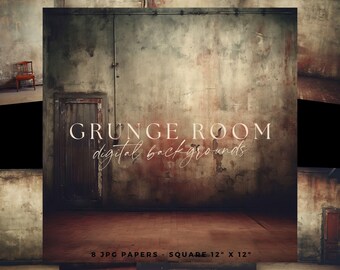 Grunge Studio Backdrop, Old Wall Digital Background, Urban Overlay, Photoshop Texture, Abandoned Room Illustration, Rustic Junk Journal JPG