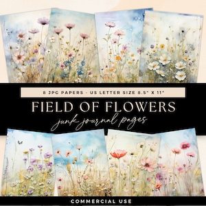 Wild Flower Junk Journal, Vintage Floral Pages, Digital DOWNLOAD, Floral Scrapbooking Papers, Botanical Ephemera, Spring Garden Papers