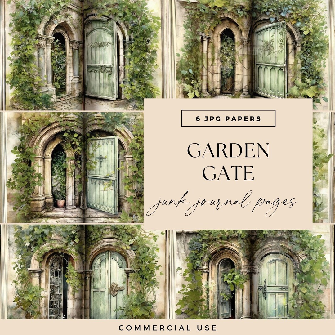 Garden Junk Journal Kit, DIGTIAL DOWNLOAD, Vintage Gates, Scrapbooking ...
