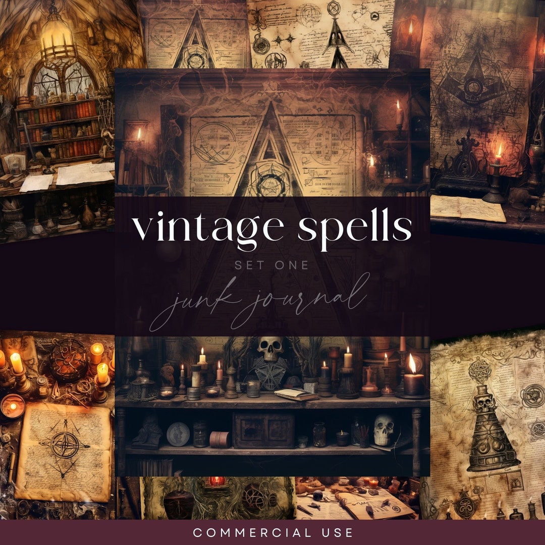 Book of Shadows Junk Journal, Enchanted Vintage Witch Pages, DIGTIAL ...