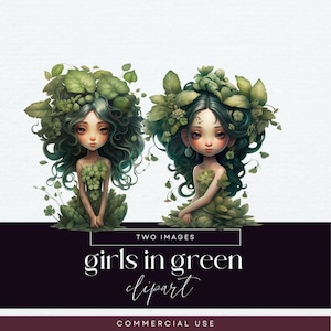 Jardin fille des cliparts, illustration d'invitation à une fête, journal mystique, éphémères nymphe magique, fée des bois Clip Art, graphiques de poupée lutin