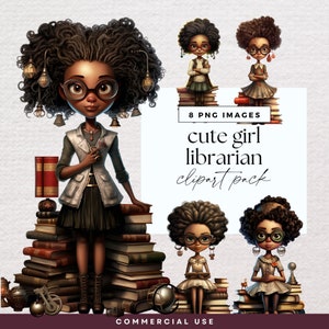 Imágenes prediseñadas de amante de los libros de la chica bibliotecaria negra, imágenes prediseñadas de la pila de libros, PNG transparente, diario basura librero, gráficos de lectura, ilustración de la chica linda