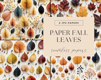 Autumn Leaves Seamless Pattern, JPG DOWNLOAD, Fall Scrapbook Papers, Fall Leaf Digital Pages, Junk Journal Seasons, Nature Backgrounds