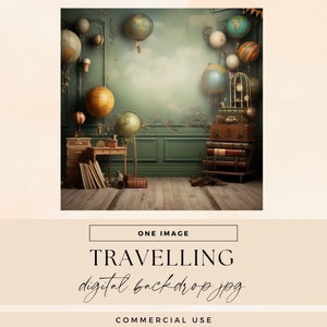 Weltkarte Raum Hintergrund, digitaler DOWNLOAD, Whimssical schrullige Fotografie, Haus Studio Hintergrund Overlay, Vintage Reiseszene Textur