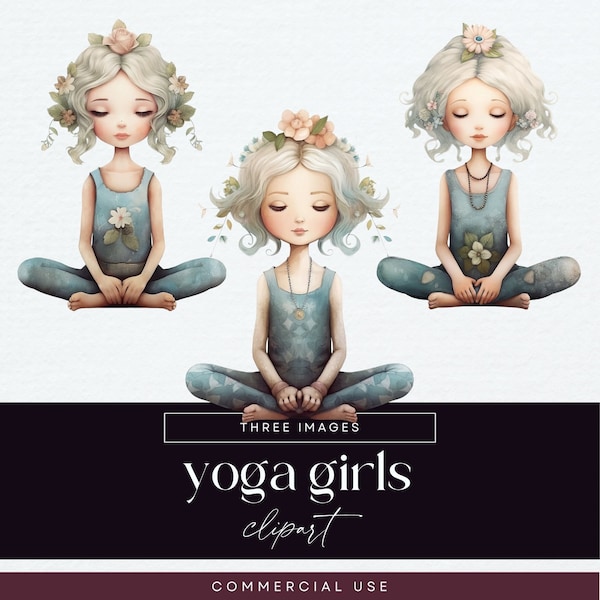 Yoga Girl Clipart, Manifestation Transparent PNGs, Meditation Doll Clipart Art, Relaxation Character Illustrations, Mystical Junk Journal