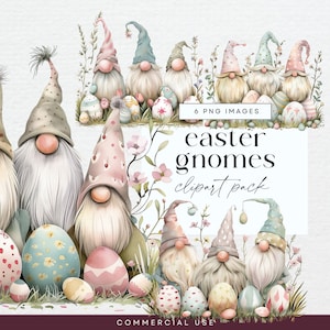 Imágenes Prediseñadas de gnomos de jardín de Pascua, PNG transparente, imágenes prediseñadas de huevos de Pascua pastel, gráficos caprichosos de diario basura de temporada, ilustraciones efímeras