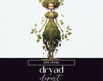 Dryad Clipart, Transparent PNG, Fantasy Creatures Clip Art, Magical Woodlands Character Junk Journal, Mystcal Ephemera, Forest Illustrations