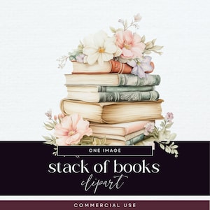 Vintage boekenstapel illustraties, boekenliefhebbers clipartpakket, transparante png, gestapelde boeken afbeelding, bloemen lezen junk Journal, bibliotheek kortstondige gebeurtenissen