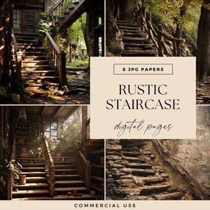Rustic Staircase, Vintage Stairs, Digital Background, Photoshop Backdrop, Artist Composite Overlay, Junk Journal Papers, Scrapbooking Page
