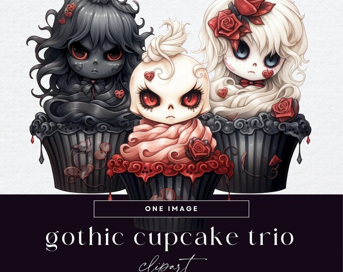 Scary Creepy Cupcake Clipart, Halloween Party Invitations, Creepy ...