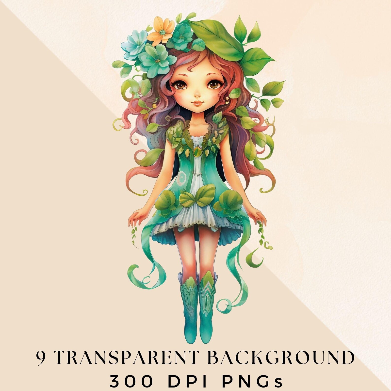 Spring Girl Clipart Pack PNG, Watercolor Cute Springtime Doll Clip Art ...