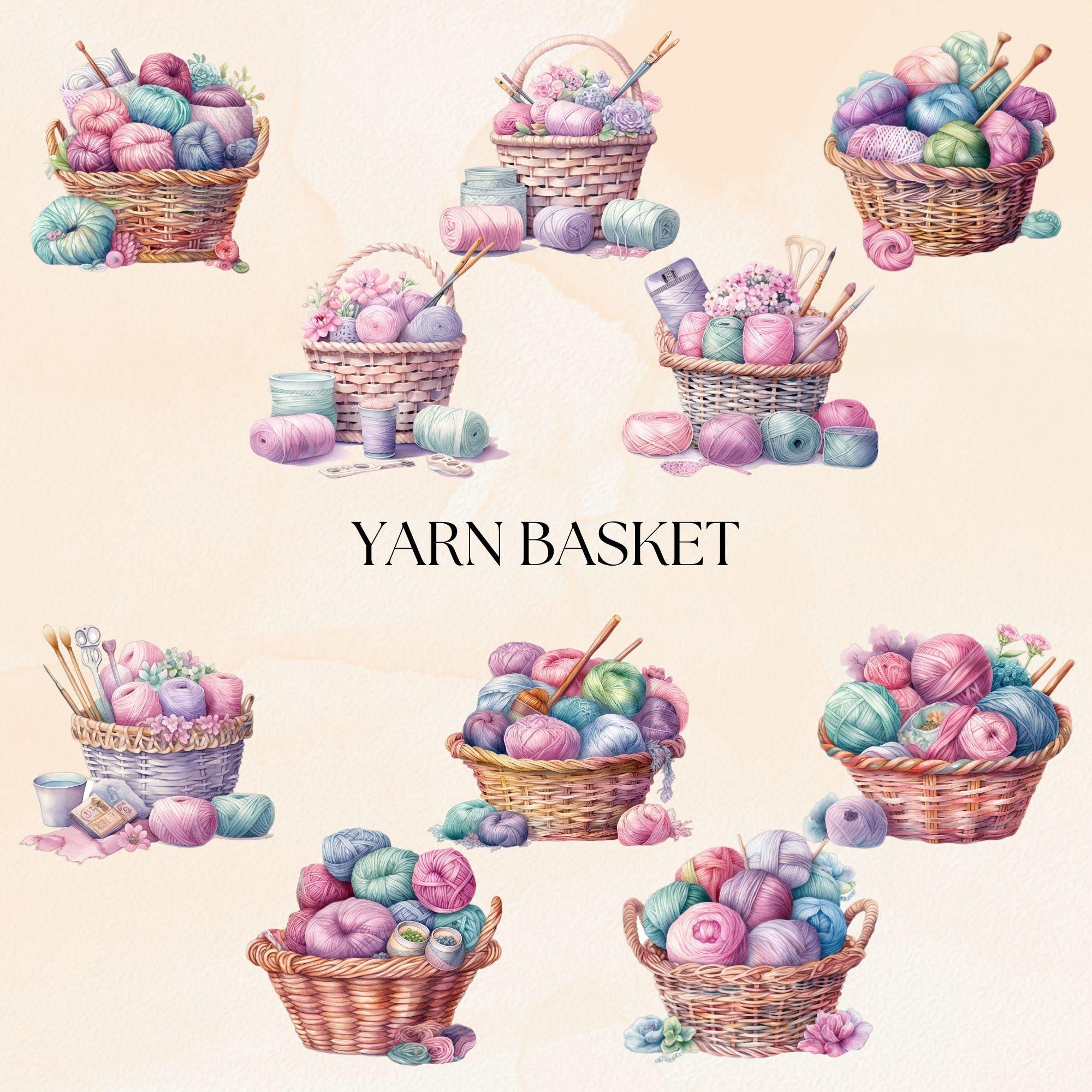 Balls of Yarn Basket Clipart, Crochet Hobby Clip Art, Transparent Pngs ...