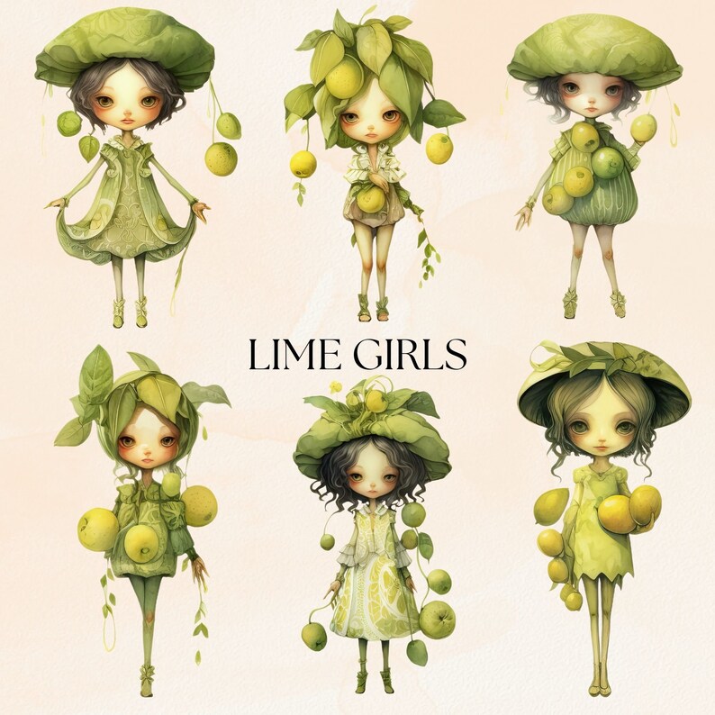 Lime Girls Clip Art Clipart Pack Transparent Pngs Junk - Etsy