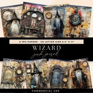 Kit de journal indésirable du sorcier, pages de bureau magiques, téléchargement numérique, papiers de scrapbooking Magic Spells, éphémères de l'école de sorcellerie, illustrations