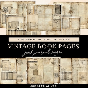 Vintage Book Junk Journal, Digital Background, Grunge Paper Pack Download, Reading Pages Ephemera, Library Scrapbooking, Printable Collage