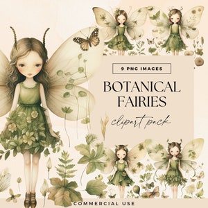 Süße Feen Clipart-Pack, PNG, Aquarell Wald Feenpuppen, Wald Feen Junk Journal, Fantasy Märchen Ephemera, Wald einladen Clip Art