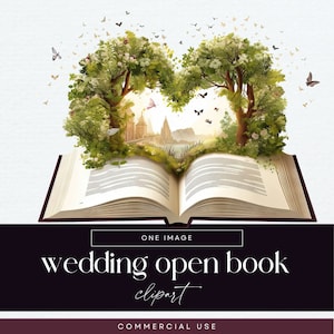 nächstes Kapitel Bücher Clipart, Hochzeit Clip Art Offenes Buch, Transparent, Einladen Illustration, Gartenbogen Junk Journal Ephemera, Herz Grafiken