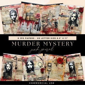 Crime Junk Journal, Murder Mystery Game Pages, Digital DOWNLOAD, Newspaper Scrapbooking Paper, Criminal Files Ephemera, Dinner Party Graphic
