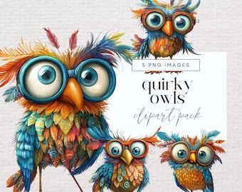 Imágenes prediseñadas de búhos peculiares, PNG transparente, imágenes prediseñadas de pájaros divertidos, pájaros para diarios basura, efímeras de jardín caprichosas, ilustraciones divertidas de animales
