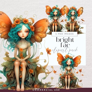 Bright Botanical Fairy Clipart, Transparent PNG, Garden Invite Clip Art, Mystical Girl Junk Journal, Magical Woodland Creature Ephemera
