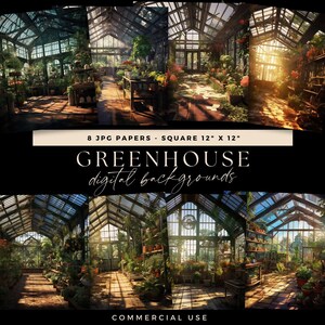 Digital Greenhouse Backdrop, Potters Shed Background, Garden Junk Journal, Photo Illustrative Overlay,  Whimsy Glasshouse Scrapbooking Page