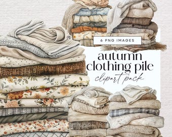 Boho Winter Sweater Clipart Bundle, Clothes Clip Art, Watercolour Fall Sweatshirt Clothing, Cozy Autumn Jumper Illustrations, PNG Download