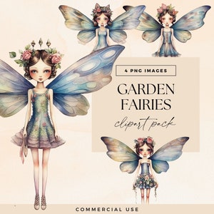 Garden Fairy Clipart Pack, Magical Flower Fairies Clip Art, Forest Fae Junk Journal, Fantasy Fairytale Ephemera, Woodland Invite Graphics
