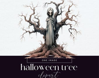 Creepy Tree Clipart, Transparent PNG, Halloween Forest Clip Art Pack, Spooky Character Junk Journal, Scary Ephemera, Ghosts Illustration