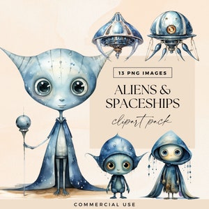 Ufo Alien Clipart Pack, Spaceship Clip Art, Transparent PNGs, Outer Space Graphics, Birthday Invite Illustration, Extraterrestrial Journal
