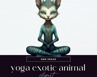 Mindful Yoga Clipart, Transparent PNG, Exotic Animal Clip Art, Mindfulness Illustrations, Mindset Junk Journal Graphics, Meditation Pose