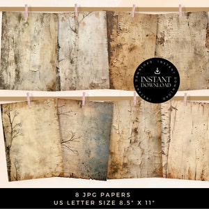 Tree Bark Textures Junk Journal, Natural Wooden Pages, Digital DOWNLOAD, Bark Background, Rustic Scrapbooking Papers, Garden Branch Ephemera