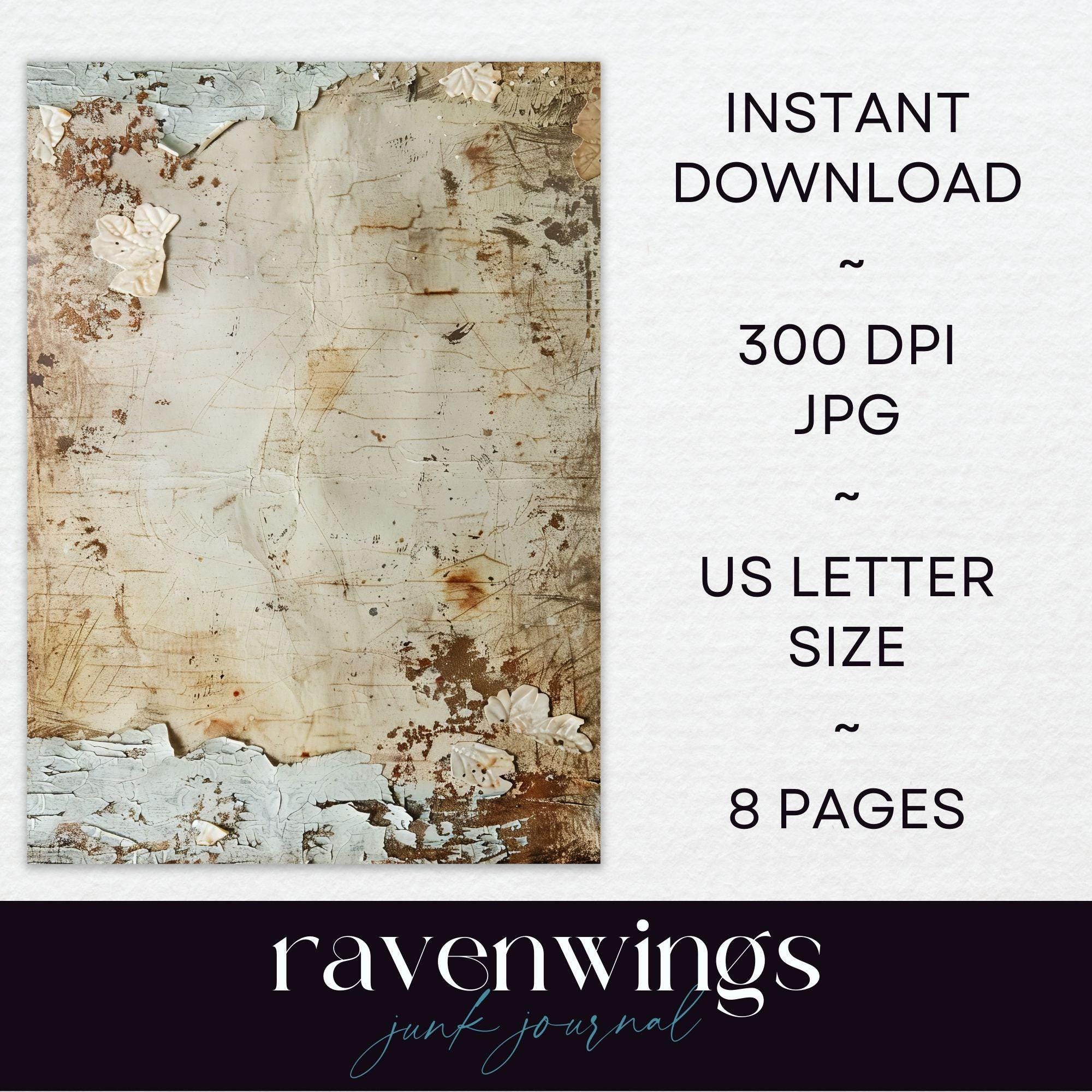 Gritty Pages Grunge Junk Journal Digital, Vintage Rustic Papers, DIGTIAL DOWNLOAD ...