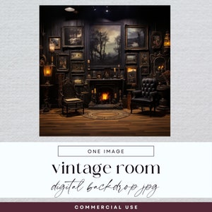Viktorianische Haus Digital Szene, gruselige dunkle Raum Kulisse, Haunted Junk Journal, Einladung, gruselige Foto Hintergrund, Portrait Scrapbooking