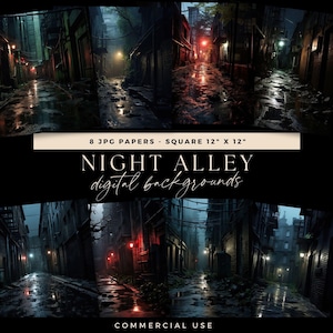 ストリートデジタル背景、暗い路地の背景、街のジャンクジャーナル、フォトアーティストによる雨嵐のイラストオーバーレイ、水たまりのスクラップブッキングページ