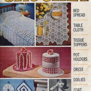 Vintage 1960s Crochet Pattern Booklet PDF - American Thread Star Book 190 - Doilies, Bedspreads, Tablecloths, Pot Holders, Tissue Toppers